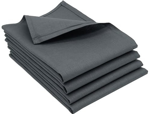 ZOLLNER 4er Set Geschirrtücher, Küchentücher, 50x70 cm, Halbleinen, anthrazit
