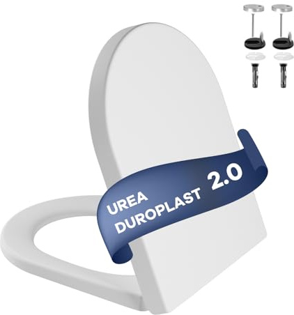 IDEALHOUSE Toilettendeckel mit Absenkautomatik, WC-Sitz mit Schnellverschluss Funktion Einfache Montage, Abnehmbarer Klodeckel aus Bruchsicherem Duroplast, Maximale Belastung 150kg, Weiß, D-Form