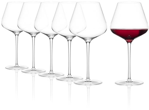 Stölzle Lausitz Bicchieri Borgogna Q1 Set da 650 ml – Bicchieri da vino fatti a mano ideali per vini bordeaux – Eleganti bicchieri da vino rosso in cristallo senza piombo – Bicchieri soffiati a bocca