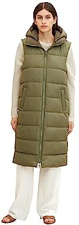 TOM TAILOR Damer Vändbar quiltad väst med huva 1032476, 10905 - Tree Moss Green, XL