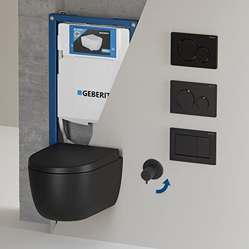 Dusch WC spülrandlos I Taharet WC Komplettset Kaltwasser I Bidet WC randlos schwarz matt I Hänge WC kompatibel mit Geberit Duofix Spülkasten Sigma30 Drückerplatte I Wand WC Softclose Deckel