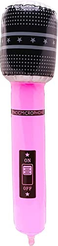 Toyland® Microfono Gonfiabile Rosa Neon da 40 cm - 2 Colori Disponibili - Decorazione Originale per Feste - Accessorio per Costumi