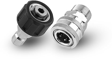 Högtryckstvätt Snabbkopplingskopplingar i Rostfritt Stål, M22 14mm till 3/8 Tum Snabbkoppling 5000 PSI Adapterset för Högtryckstvätt för Krafttvättslangar Pumpar