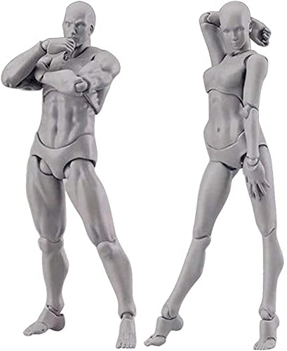 Desikixudy Body Doll, manichino Blockhead, modellino articolato, disegno figure uomo + insieme (grigio)