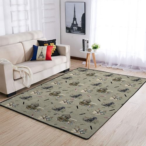Wild Duck Hunting Hunter Area Rugs Mallard Ducks Reed Dogs Floor Carpet Country Hunting Animals Throw Mats for Kids Toddler Nursery Bedroom Kitchen Living Room Bathroom Home Decor 48x72inch