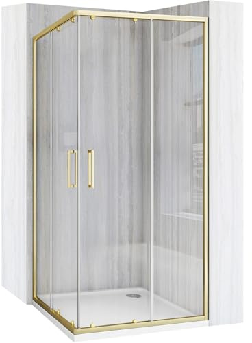 REA CABINA DE DUCHA CITY 80 X 80 X 190 CM CABINA DE DUCHA CUADRADA (ORO CEPILLADO)