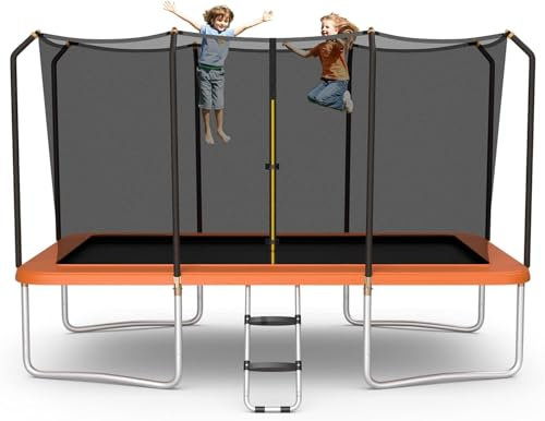 KLYDBMYT Mini Trampolino Trampolino Pieghevole, Trampolini Rettangolari 8FT x 14FT con Recinto di Sicurezza, Rete e Scala, capacità di Peso 150kg