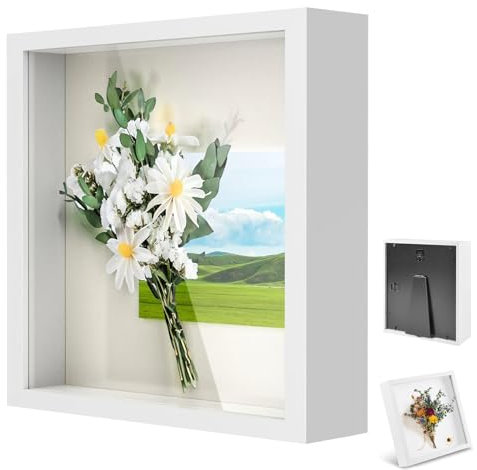 YUNXCNA Cornice portafoto 3D, Cornice per Oggetti Profonda 3 cm, Cornice Profonda da Riempire 30 x 30 cm, con Lastra Acrilica Trasparente, Cornice Quadrate, Decorazione Murale Tridimensionale, Bianco