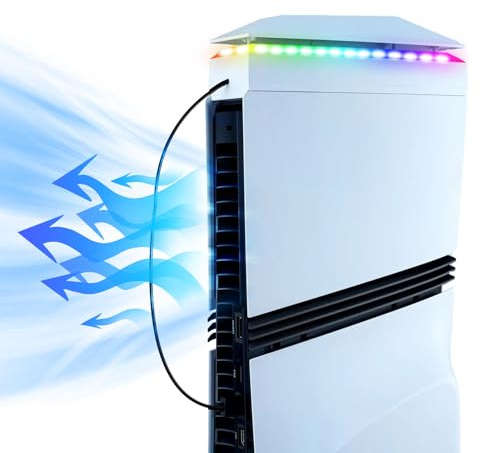 Mcbazel Ventilatore Superiore di Raffreddamento per PS5 Pro Base di RGB DIY e Funzione di Memoria, Accessori Protettivi Antipolvere Porta USB per Ricarica/Trasferimento Dati per PS5 Pro Disc & Digital