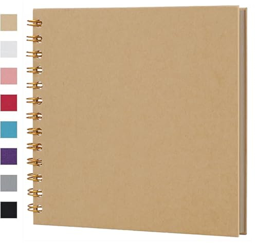 Ponping 18x18 cm DIY Scrapbook Album 40 Pages Hardcover Kraft Paper Scrap Book Photo Albums Memory Book for Wedding and Anniversary Family