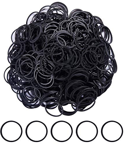 AOUOU Gummibänder, 1200 Stück, 30 mm Durchmesser, schwarz, klein, weich, elastisch, für Bürobedarf, Schule, Zuhause