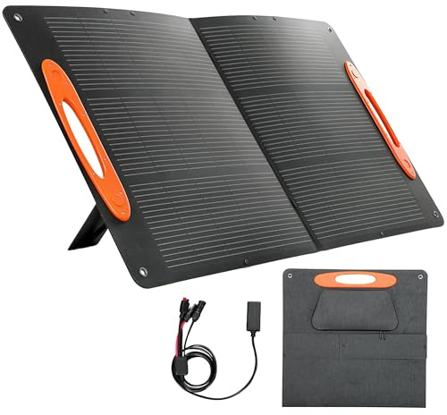 HOMCOM Caricabatteria Solare 100W, Caricatore Solare Pieghevole con Attacco USB-A e USB-C per Ricarica Rapida di Smartphone e Tablet, Impermeabile IP67, Nero