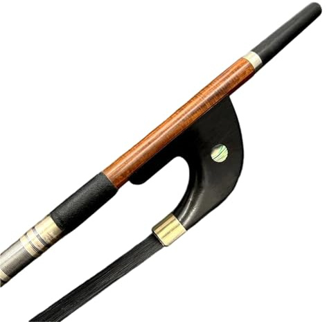 Music Lovers Violin Bow 4/4 3/4 1/2 Double Bass Violin Bow Professional Brazilwood Carbon Fiber White/black Horsehair(Type 20)