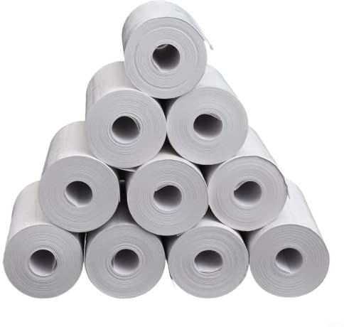 Kassarullar 57 x 30 mm termiskt papper kvittorullar för kreditkortsenhet kvittoskrivare kassasystem torkbeständig 10 stycken pappersvitt (A)
