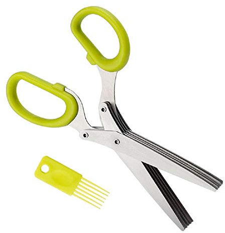 Tijeras cortadoras de especias para verduras y hierbas multifunción 5 cuchillas picadora de colores ideal como regalo de cumpleaños y fiestas.