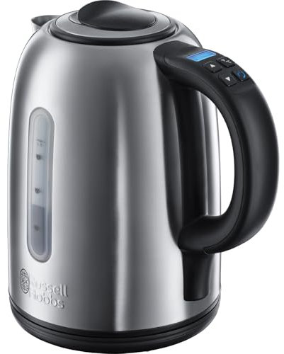 Russell Hobbs Electric Kettle (For Hot Water, Tea or Coffee, 1.7L, Brushed stainless steel, Quiet boil & digital temperature technology, Perfect pour) Digital Quiet Boil 21040