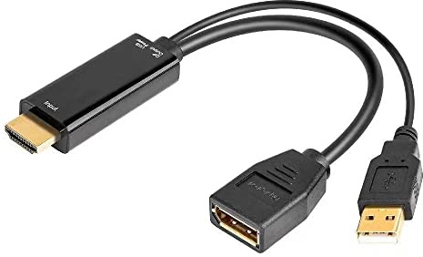 NAKVMN Hd to dp Cable Converter Adapter HDMI to DisplayPort with USB Power 4k for PC Laptop HDMI Male to DP Female Adapter