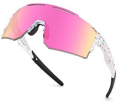 OULIQI Fahrradbrille Polarisierte Sonnenbrille,Sportbrillen Herren Damen UV400 Sportbrille Schnelle Brille für OutdoorSportarten Fischen Radfahren Laufen 1 Linse