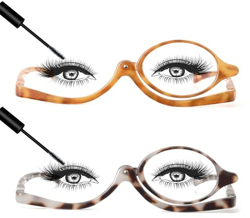 JM 2 Paar Make-up Lesebrille Vergrößern Flip Down Kosmetikleser für Frauen +2.0