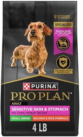 Purina Pro Plan Sensitive Skin and Stomach Dog Food Small Breed, Adult Salmon & Rice Formula - 4 lb. Bag