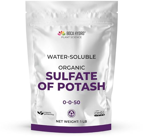 Boca Hydro Organic Sulfate of Potash 0-0-50 Water Soluble Plant Food for All Plants, Vegetables, Flowers and Trees. (1 Lb)