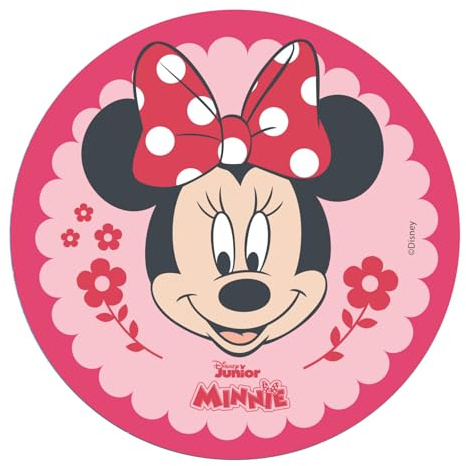Dekora, Disco in Ostia Commestibile Topolina Minni Mouse, Decorazione per Torte di Compleanno di Disney, Decorazioni per Dolci Rotonda 20 CM