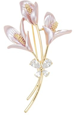 Elegant Pink Lily Flower Brooch Pin for Women – Rhinestone Lily Lapel Pin for Coats, Jackets, and Sweaters-lily