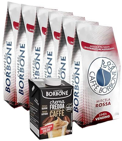 Caffè Borbone in grani miscela Rossa 1 kg x 6 e Crema Fredda al Caffè 550 gr