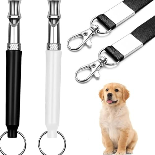 Visxcnu 2 Pezzi,Fischietto Ultrasuoni per Cani,Fischietto per Cani,Fischietti Cani,Fischietto Professionale per Cani,Fischietto Ultrasuoni Antiabbaio per Controllo Richiamo e Abbaiare,con Cordino