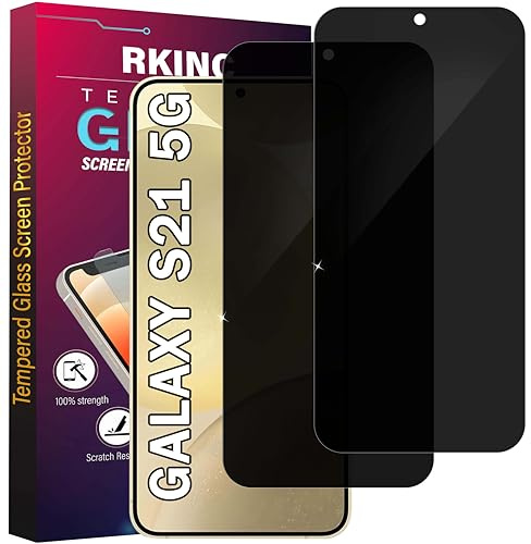 RKINC Vetro Temperato Privacy per Samsung Galaxy S21 5G, [2 Pezzi] [Non supporta ID impronta digitali] Pellicola Protettiva salvaschermo, Angolo di privacy migliorato, Durezza 9H