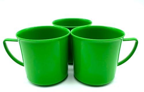 3 Stück Tasse 180 ml aus Kunststoff, Farbe grün, Kindertasse Kindergeschirr Plastiktasse Kunststoffbecher