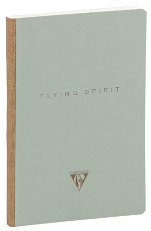 Clairefontaine - 107546C - A Flying Spirit Softcover Notebook - 192 Lined Pages 90g Ivory Paper, Green Grey hardback Cover - 5 Designs, Random delivery