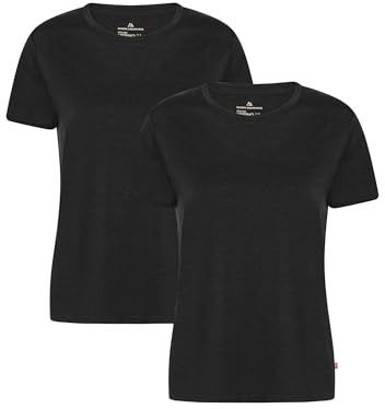 DANISH ENDURANCE 100% Merino Shirt Damen, Geruchsresistentes Tshirt, 2er-Pack, Schwarz, L