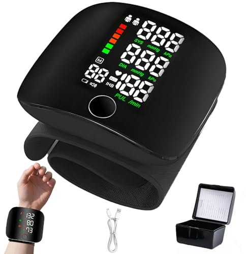 Wrist Blood Pressure Monitor, Blood Pressure Monitors Wrist with LED Touchscreen, Automatic Blood Pressure Monitor Wrist with 99x2 Users Read Memory & Automatic Voice Output, Rechargeable