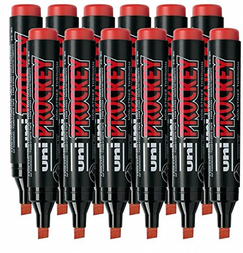 Blister markör uni PROCKEY, kilspets, 3–6 mm, röd, 12-pack