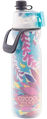 O2COOL Mist N Sip 20 oz Misting Reusable Sports Water Bottle Tropical