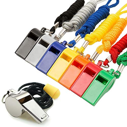 Whistle, 8PCS Sports Whistles with Lanyard, Loud Crisp Sound Whistles Bulk Ideal for Referees, Coaches, and Officials