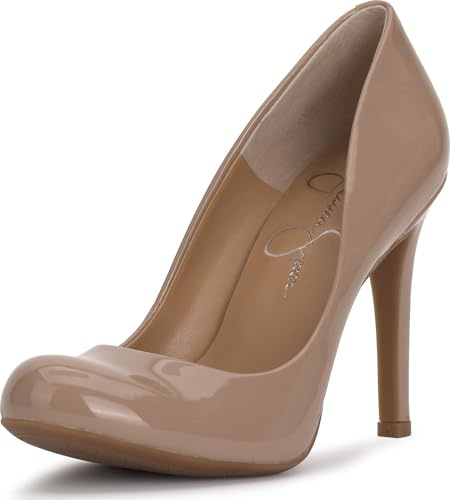 Jessica Simpson Calie Escarpins à Talons Classiques à Bout Rond pour Femme, Chai Latte/Super Brevet, 35 EU