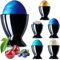 PLATINUX Juego de 6 hueveras de cristal, color negro, soporte para huevos, desayuno, brunch, huevos, copas de licor, máx. 35 ml