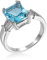 Banemi Vintage Ring Versilbert, Ringe Egirl Blau Zirkonia Quadratische Form Damen Hochzeitsband Größe 52 (16.6)
