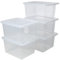 STAR SUPPLIES Storage Boxes 22L, 64L, 96L With Lids Stackable Transparent Perfect for Garage, Bedroom, Living room - Multipurpose Plastic Useful Storage Box (64 Litre, 5 Containers (With Lids))