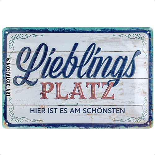 Nostalgic-Art Retro Blechschild, 20 x 30 cm, Lieblingsplatz – Geschenk-Idee für Dein Zuhause, aus Metall, Vintage Design mit Spruch, Blechschilder Sprüche