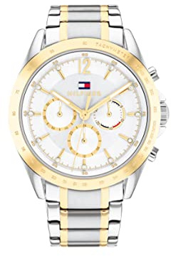 Tommy Hilfiger Multi Zifferblatt Quarz Uhr für Damen mit Zweifarbiges Edelstahlarmband - 1782555