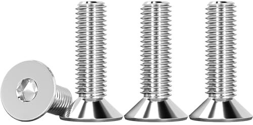 Drenky 25 Stück M6 X 20mm Senkkopf Schrauben Edelstahl V2A VA A2 Senkkopfschrauben mit Innensechskant DIN 7991 / ISO 10642 Gewindeschrauben Rostfrei Silber Screws Metrisches Regelgewinde