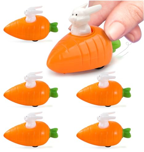 Festicy Lapin de Paques a remonter, Carottes, 6 pièces I Jouets de Course I pour Paques Enfant I Decoration Paques 2026 I Cadeau Paques Enfant I Cadeau Paques Bebe I Jouets Paques I Jouet Bebe 1 an