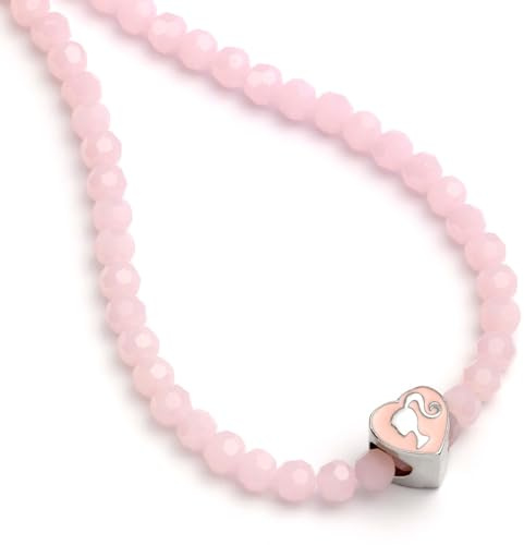 Barbie™️ Rosa pärlhalsband med hjärtformad siluettberlock, En storlek, Zink