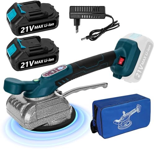 Yofuly Fliesenrüttler Kompatibel mit MMAKI-TA 21V Akku, Akku Fliesen Vibrationsgerät Fliesenvibrator mit 5 Gänge Einstellbare Geschwindigkeit für Bodenfliesen Wand (2 Batterien & Ladegerät)
