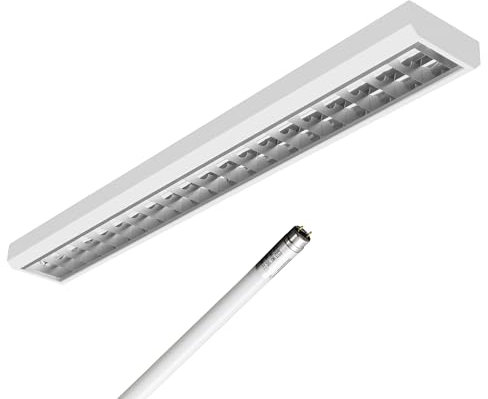 ELG Leuchten LED Rasteranbauleuchte 150cm 1-flammig inkl. 1x 24 Watt 4000lm (6500K) (Tageslicht) 166 lm/W Daylight Büroleuchte optional Pendelleuchte
