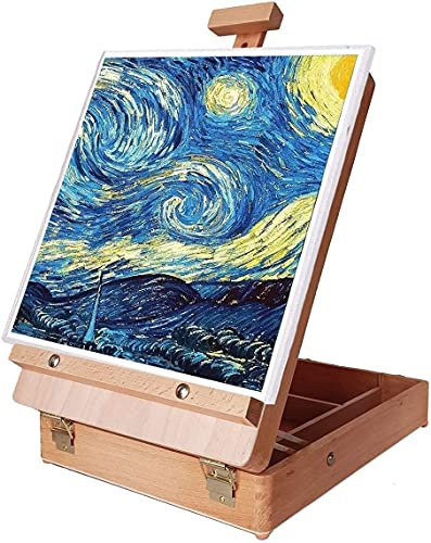 CAFIEDR Art Tabletop Easel Stand for Painting Canvases with Adjustable Pop-Up Support for Painting European Beech Easel for Painters,Adults and Kids exhibit