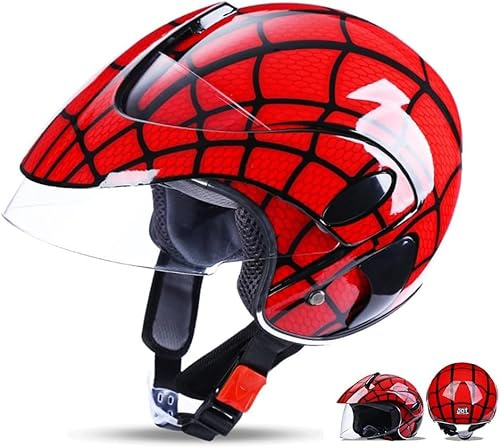 Medio Casco de Motocicleta para niños jóvenes con Visera Solar, Casco de ciclomotor Vintage de Cara Abierta para niño niña ECE Certificación, Casco Jet de ciclomotor Ligero Fresco de Verano